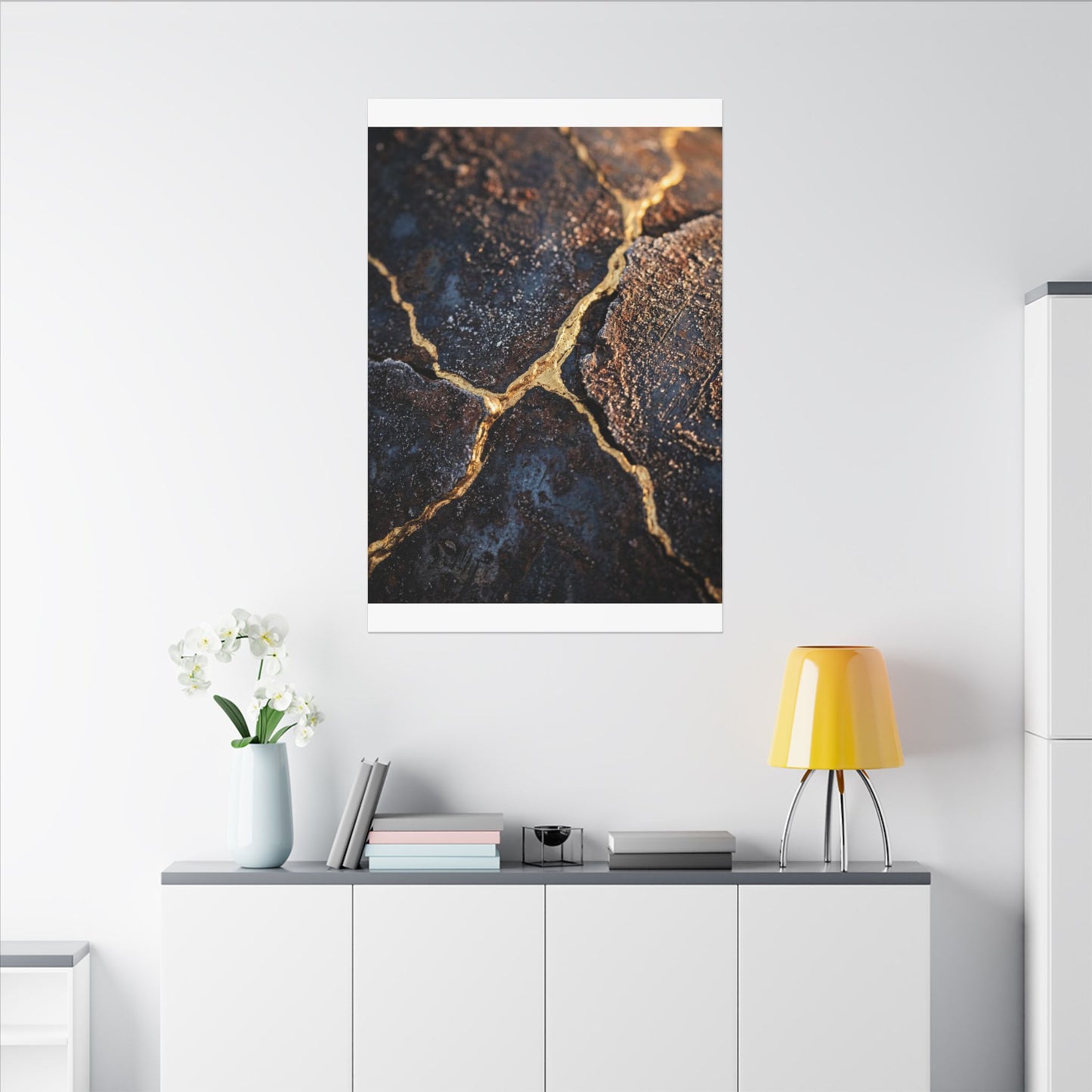 Winter Rust Patina Gold Vein Canvas Art | Resilient Decor