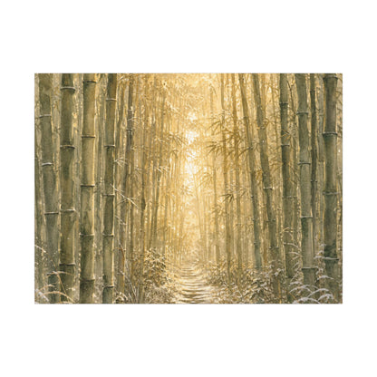 Bamboo Grove Winter Canvas Art | Japandi Elegant Design