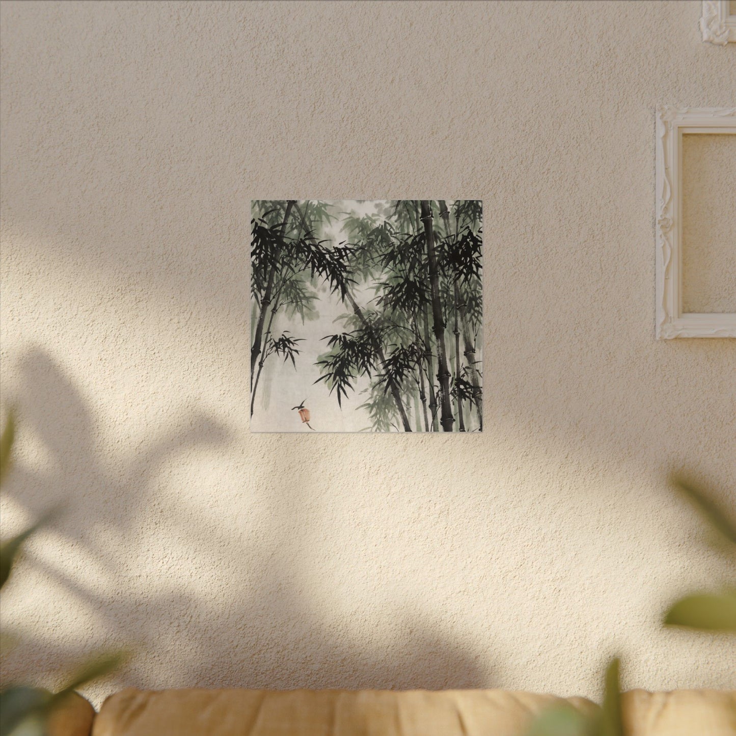 Zen Bamboo Grove in Overcast | Sumi E Canvas Art