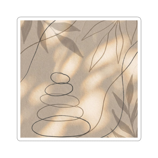 Kanso River Stones Sticker - Japandi Minimal Line Art Print