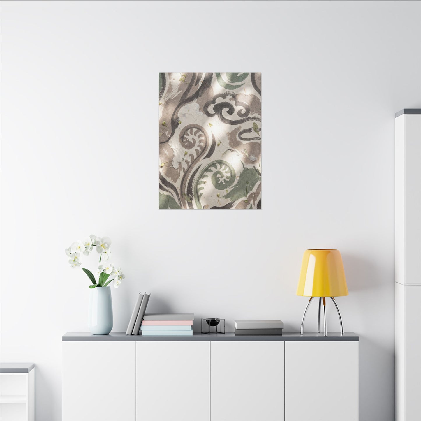 Dappled Ink Brushstroke Canvas Art - Japandi Ma