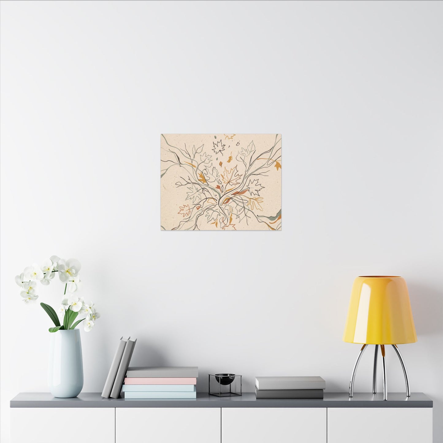 Warm Shadow Play Canvas Art - Minimal Line Japandi