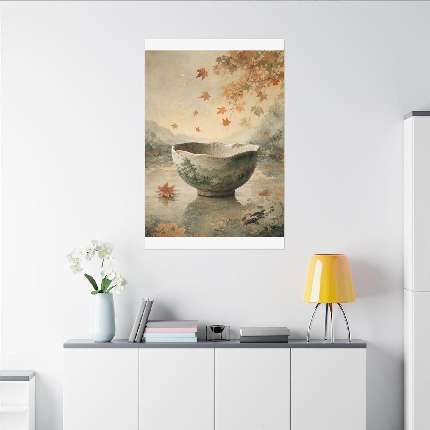 Autumn Ceramic Bowl Watercolor Canvas Art | Cozy Decor