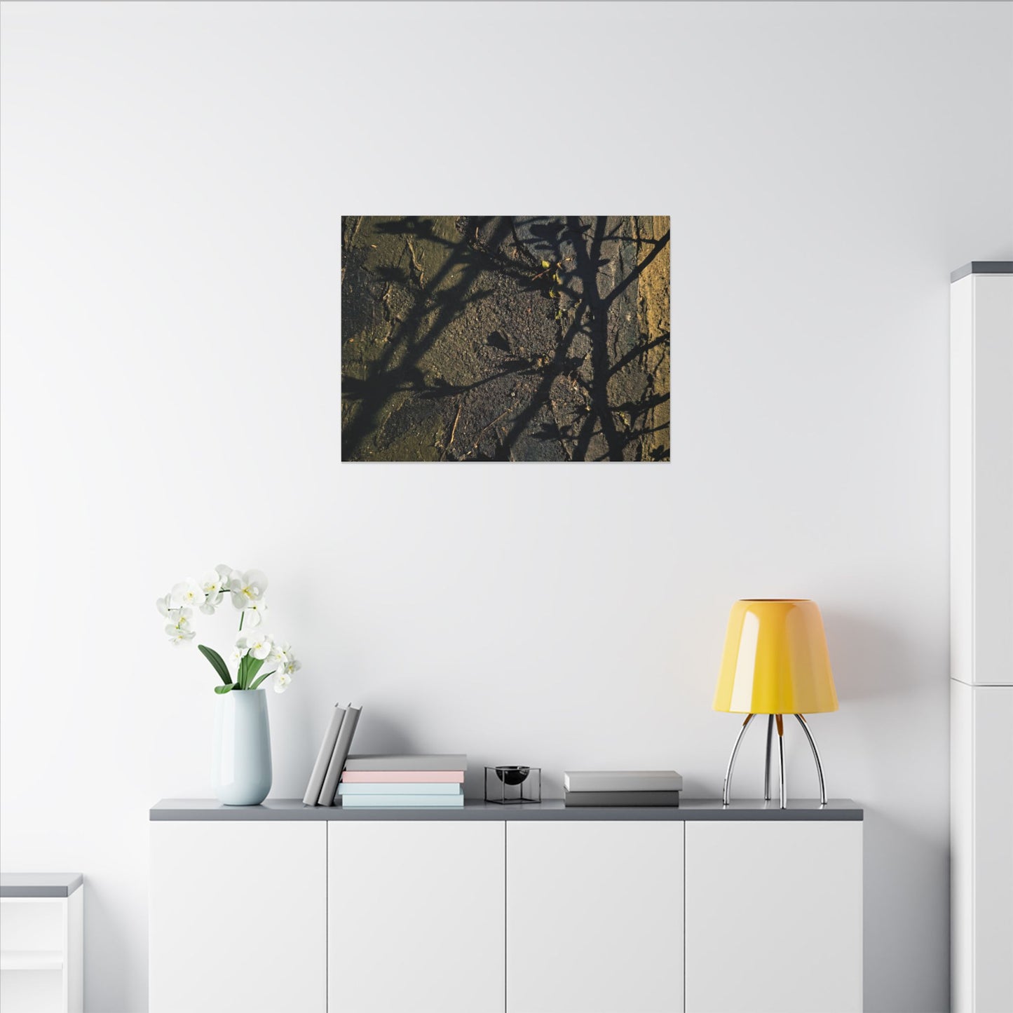 Kanso Shadow Play Canvas Art - Dark Japandi Dark Texture