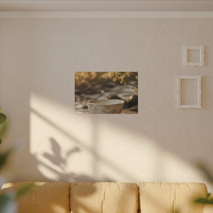 Neutral Ceramic Bowl Canvas Art - Japanese Pattern Japandi