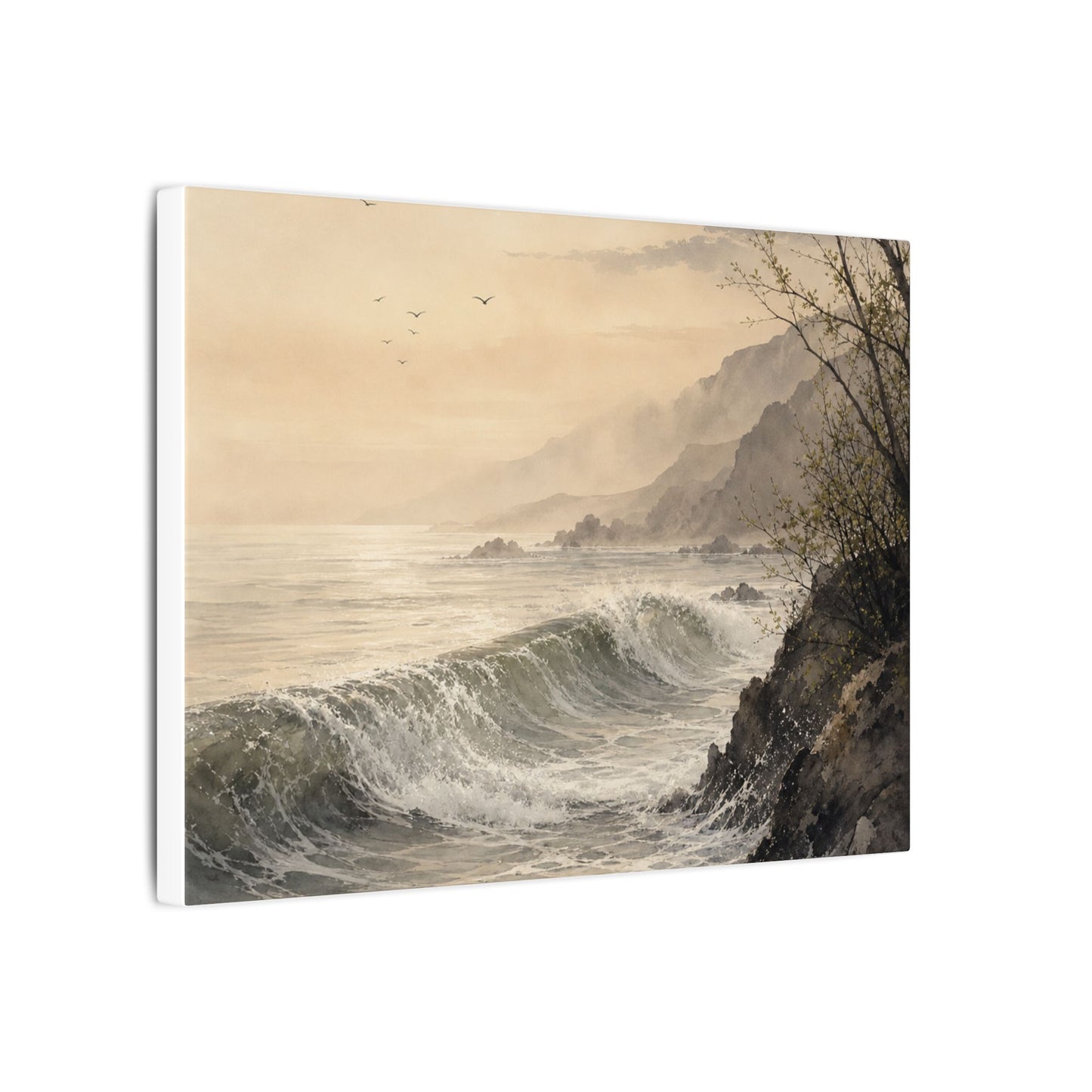 Ocean Wave Spring Canvas Art | Japandi Elegant Design