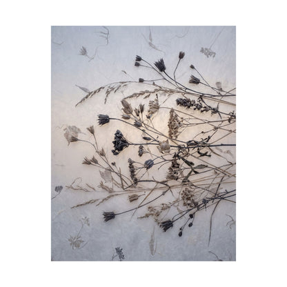 Winter Dried Flowers Japanese Pattern Wall Art Print | Warm Decor