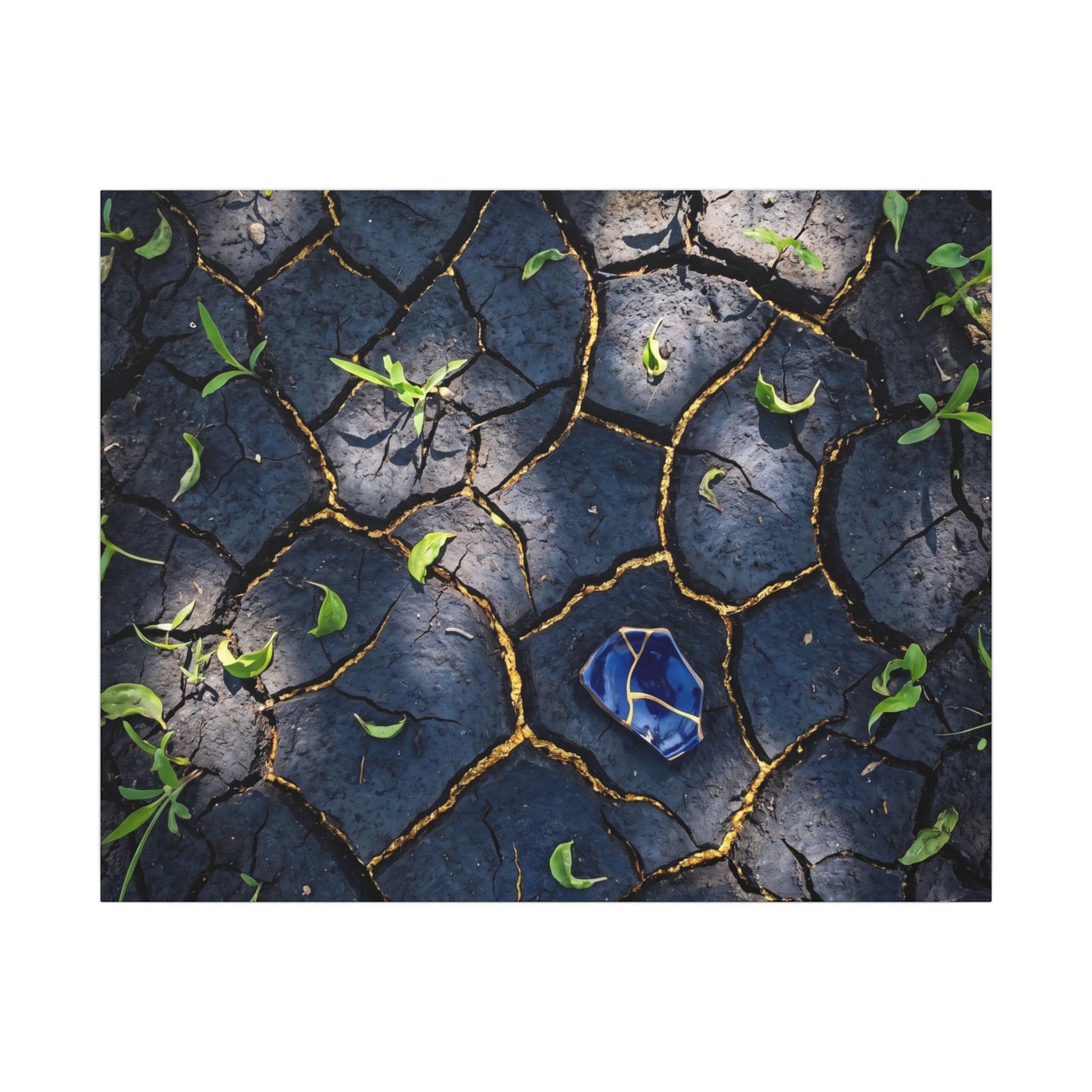 Cracked Earth Canvas Art | Spring Dark Japandi Moody Minimal Art