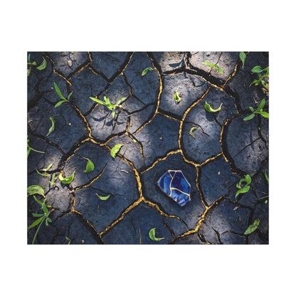 Cracked Earth Canvas Art | Spring Dark Japandi Moody Minimal Art