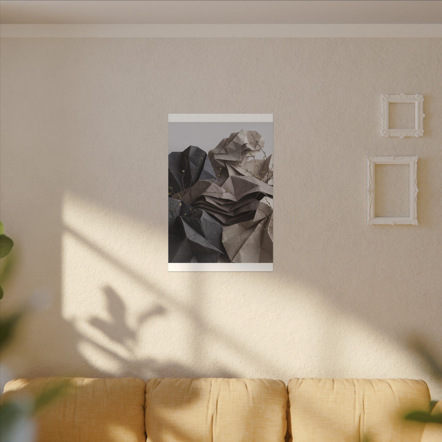 Neutral Paper Fold Canvas Art - Texture Japandi