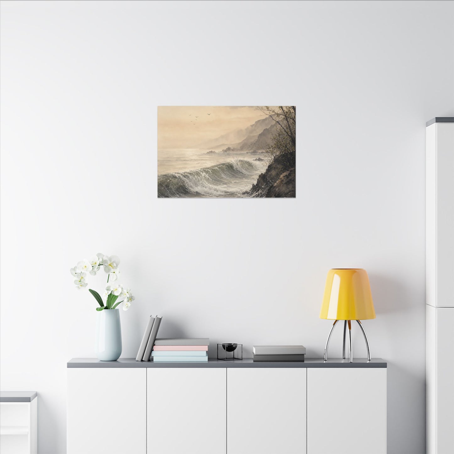 Ocean Wave Spring Canvas Art | Japandi Elegant Design