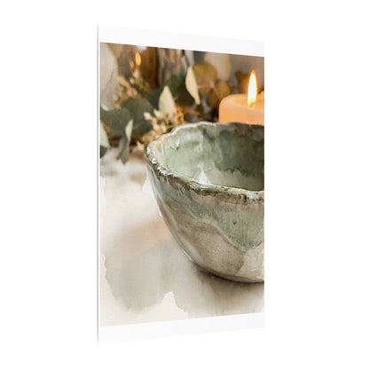 Ceramic Bowl Canvas Art | Summer Japandi Watercolor Art