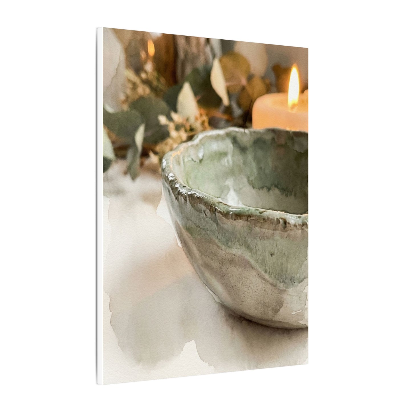Ceramic Bowl Canvas Art | Summer Japandi Watercolor Art