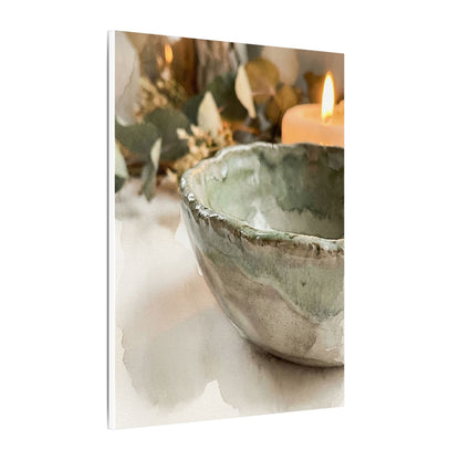 Ceramic Bowl Canvas Art | Summer Japandi Watercolor Art