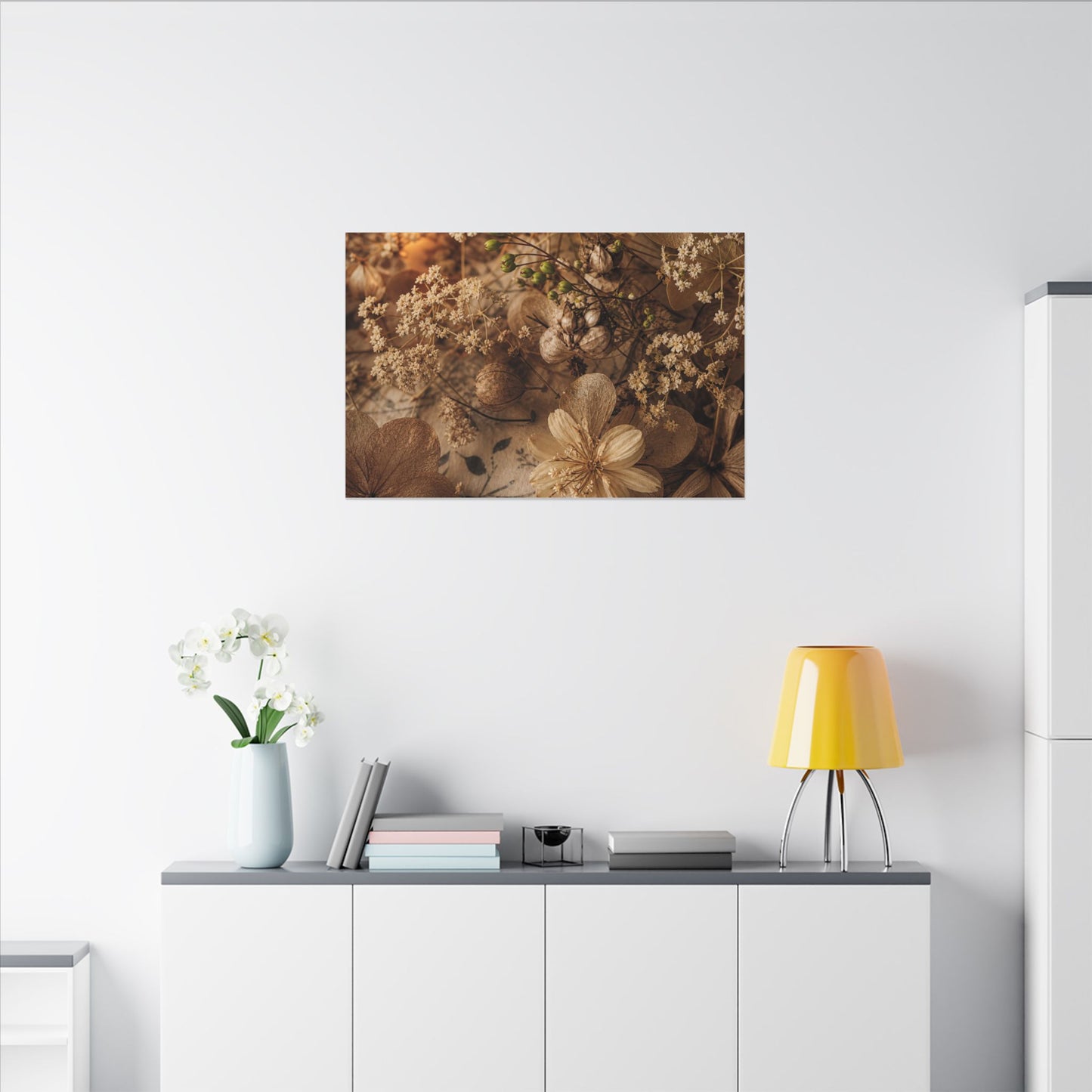 Spring Dried Flowers Japanese Pattern Canvas Art | Earthy Decor