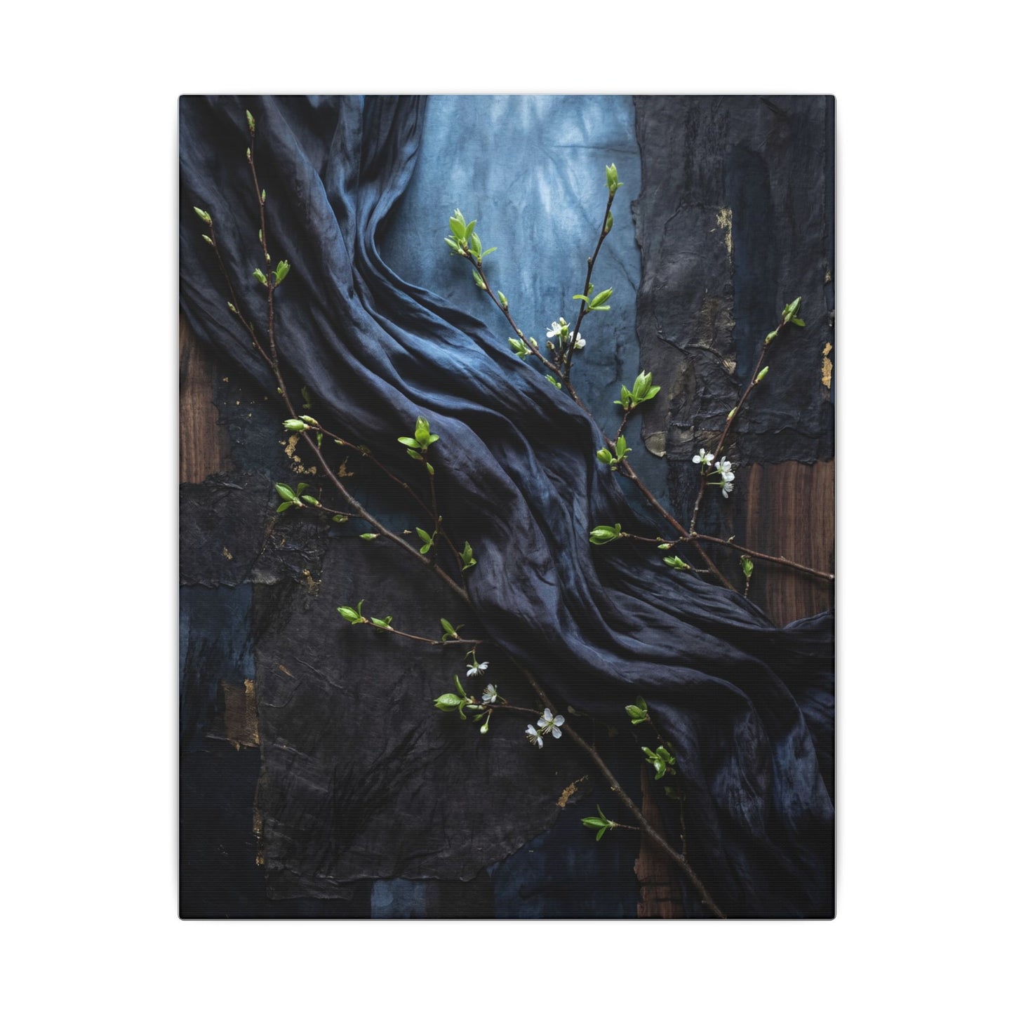 Spring Silk Drape Dark Texture Canvas Art | Atmospheric Decor