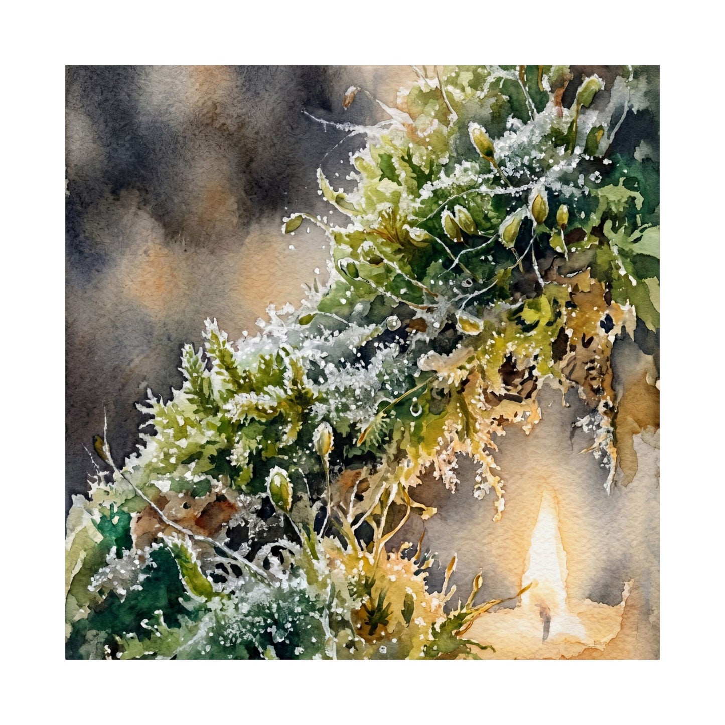 Fukinsei Moss Close Up Wall Art Print - Japandi Watercolor
