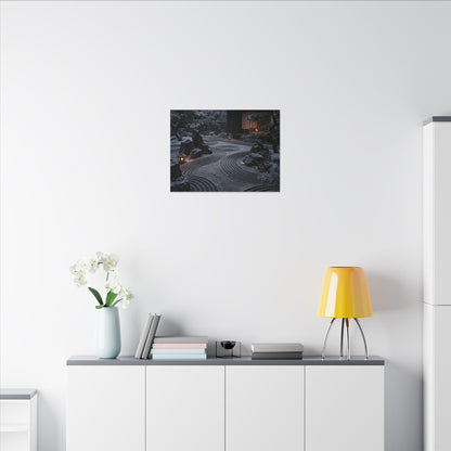 Candlelight Rock Garden Canvas Art - Dark Japandi Fukinsei