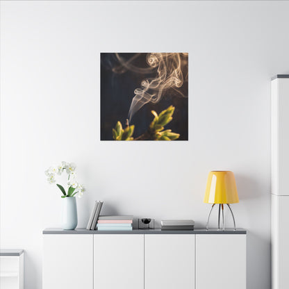 Incense Smoke Spring Canvas Art | Dark Japandi Atmospheric Design