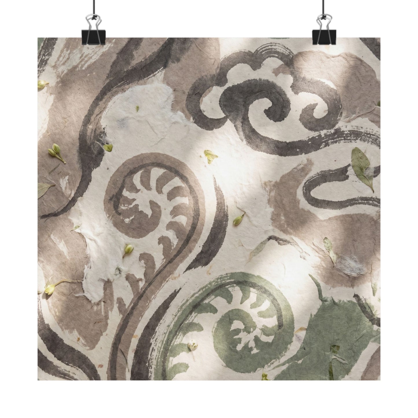 Ink Brushstroke Spring Wall Art Print | Japandi Earthy Design Art Print