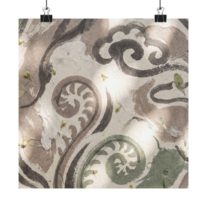 Ink Brushstroke Spring Wall Art Print | Japandi Earthy Design Art Print