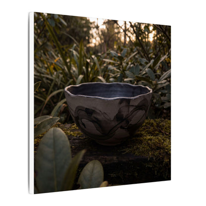 Ceramic Bowl Canvas Art | Summer Dark Japandi Charcoal Ink Art