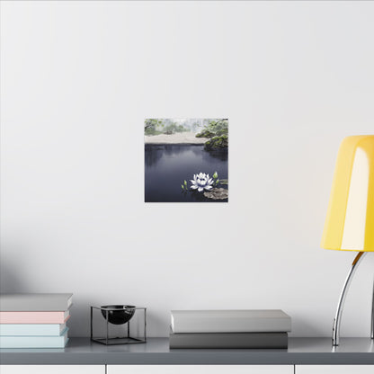 Lotus Flower Karesansui Canvas Art | Tranquil Zen Art