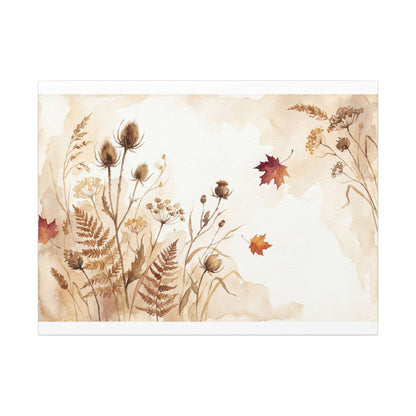 Dried Flowers Canvas Art | Autumn Japandi Watercolor Art