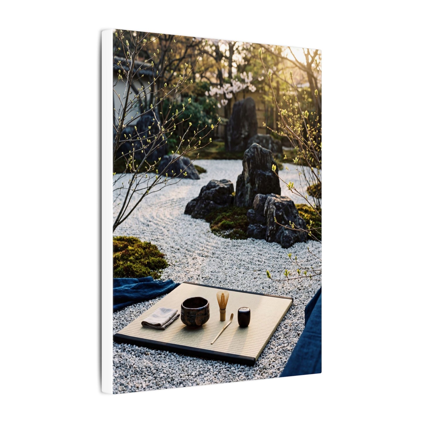 Zen Tea Ceremony in Golden Hour | Karesansui Canvas Art