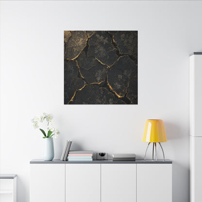 Cracked Earth Canvas Art | Winter Dark Japandi Shadow Zen Art