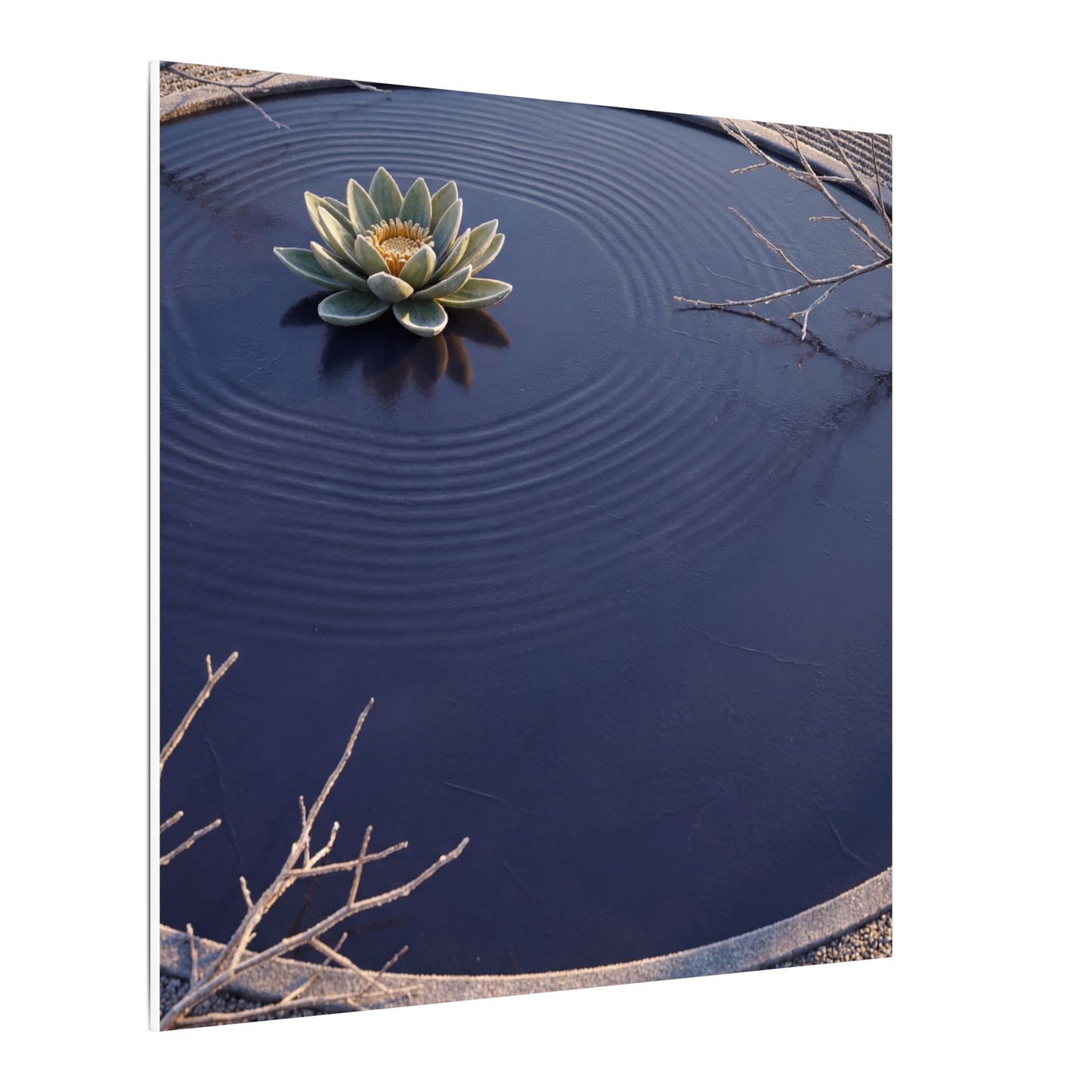 Lotus Flower Canvas Art | Winter Zen Karesansui Art