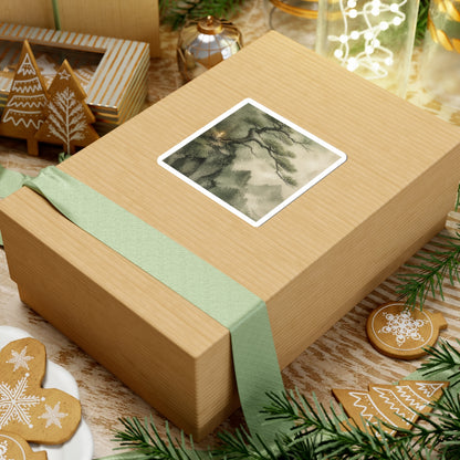 Pine Tree Watercolor Sticker | Neutral Japandi Art