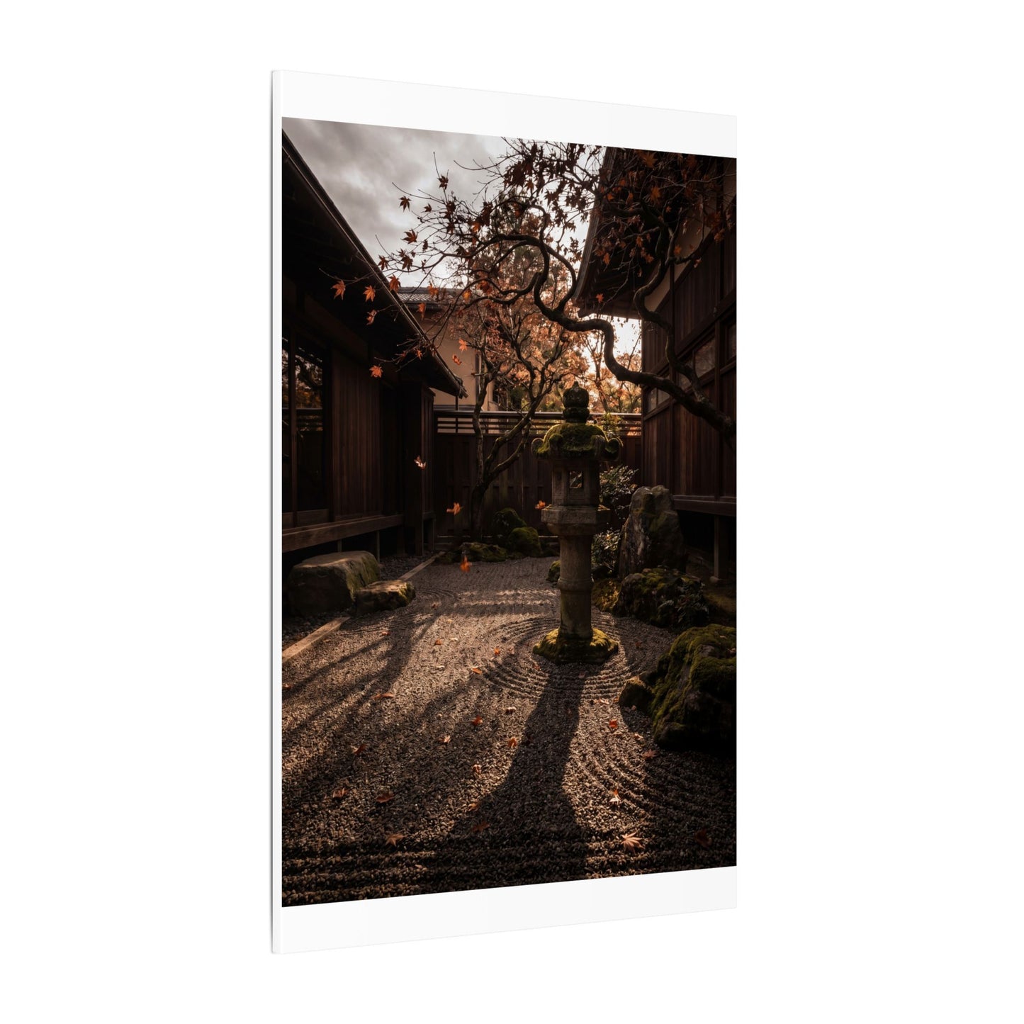 Seijaku Stone Lantern Canvas Art - Dark Japandi Shadow Zen