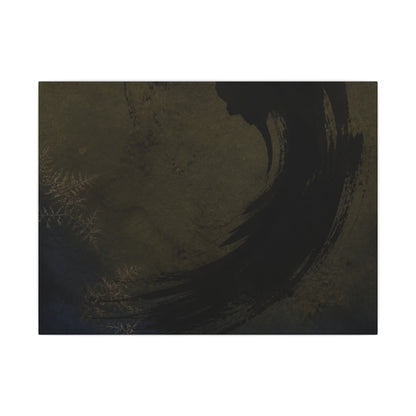 Seijaku Ink Brushstroke Canvas Art - Dark Japandi Moody Minimal