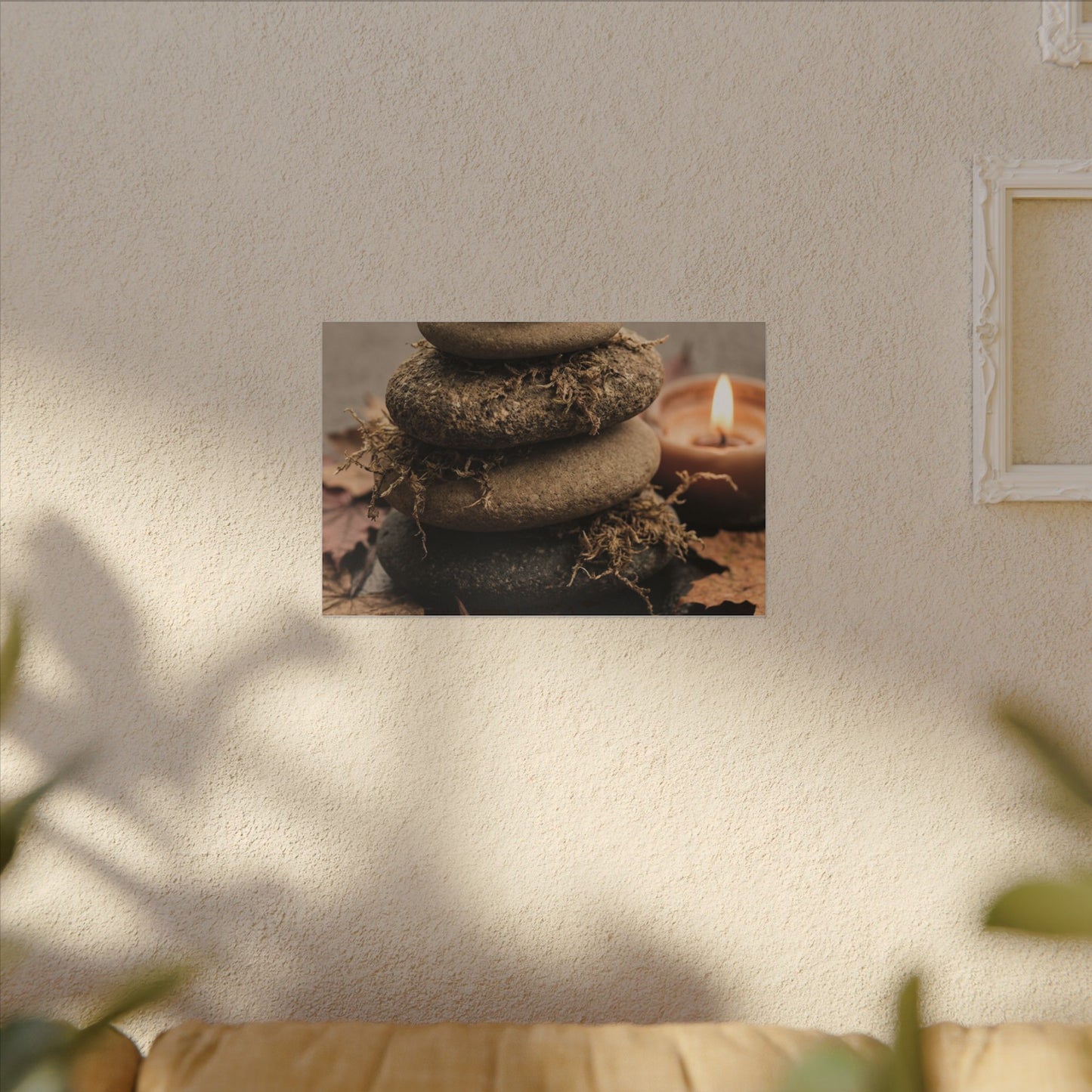 River Stones Canvas Art | Autumn Japandi Texture Art