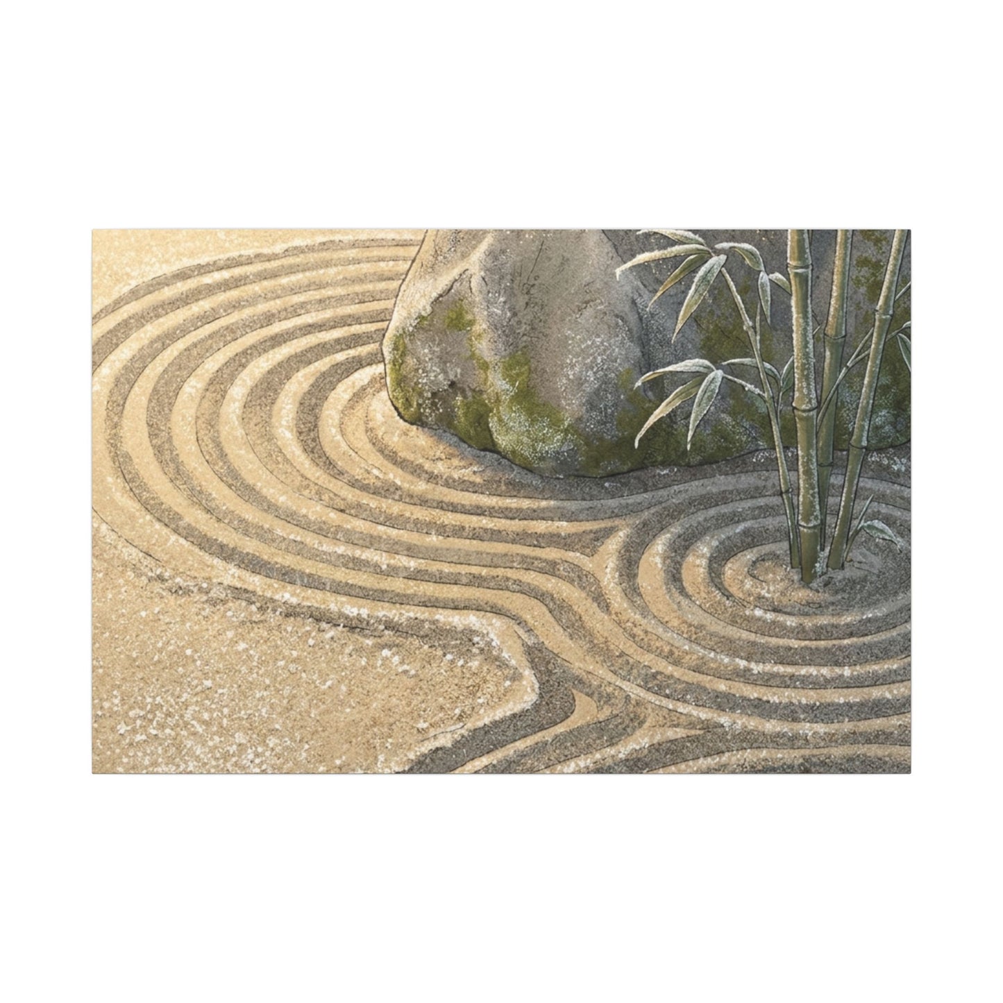 Rock Garden Winter Canvas Art | Zen Peaceful Design