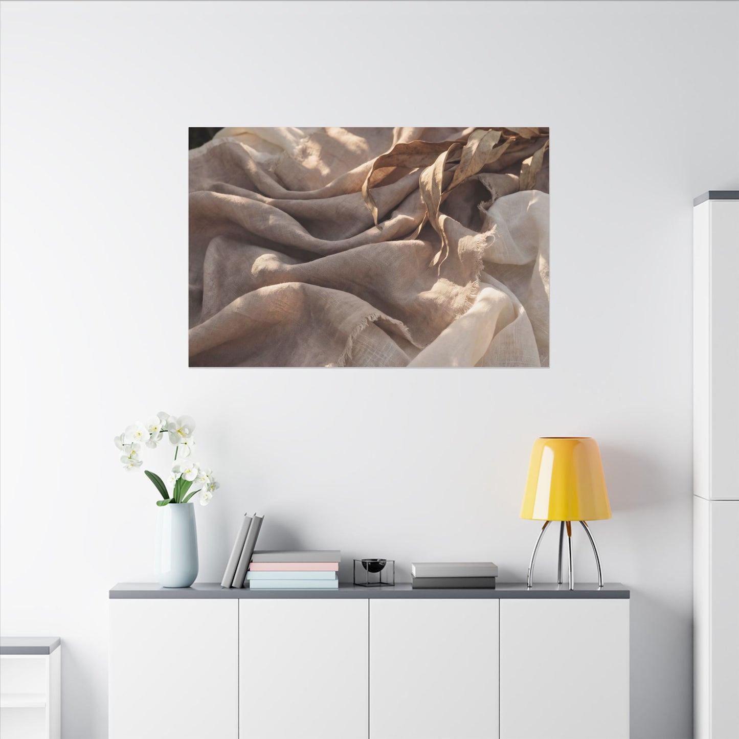 Silk Drape Summer Canvas Art | Japandi Neutral Design
