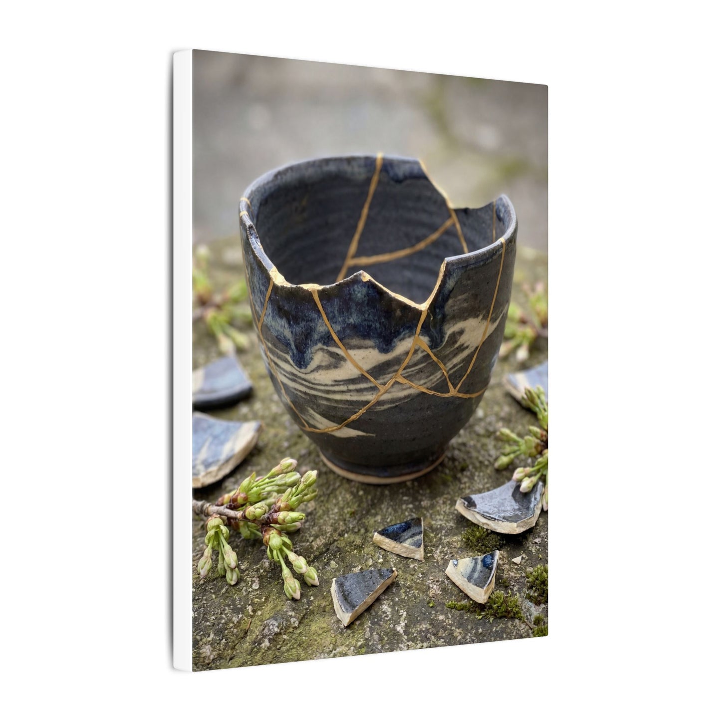 Datsuzoku Ceramic Bowl Canvas Art - Kintsugi Gold Repair