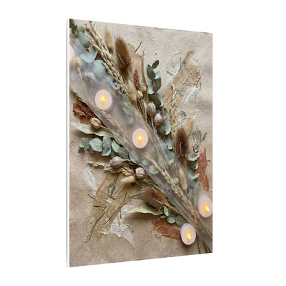 Candlelight Dried Flowers Canvas Art - Japandi Kanso