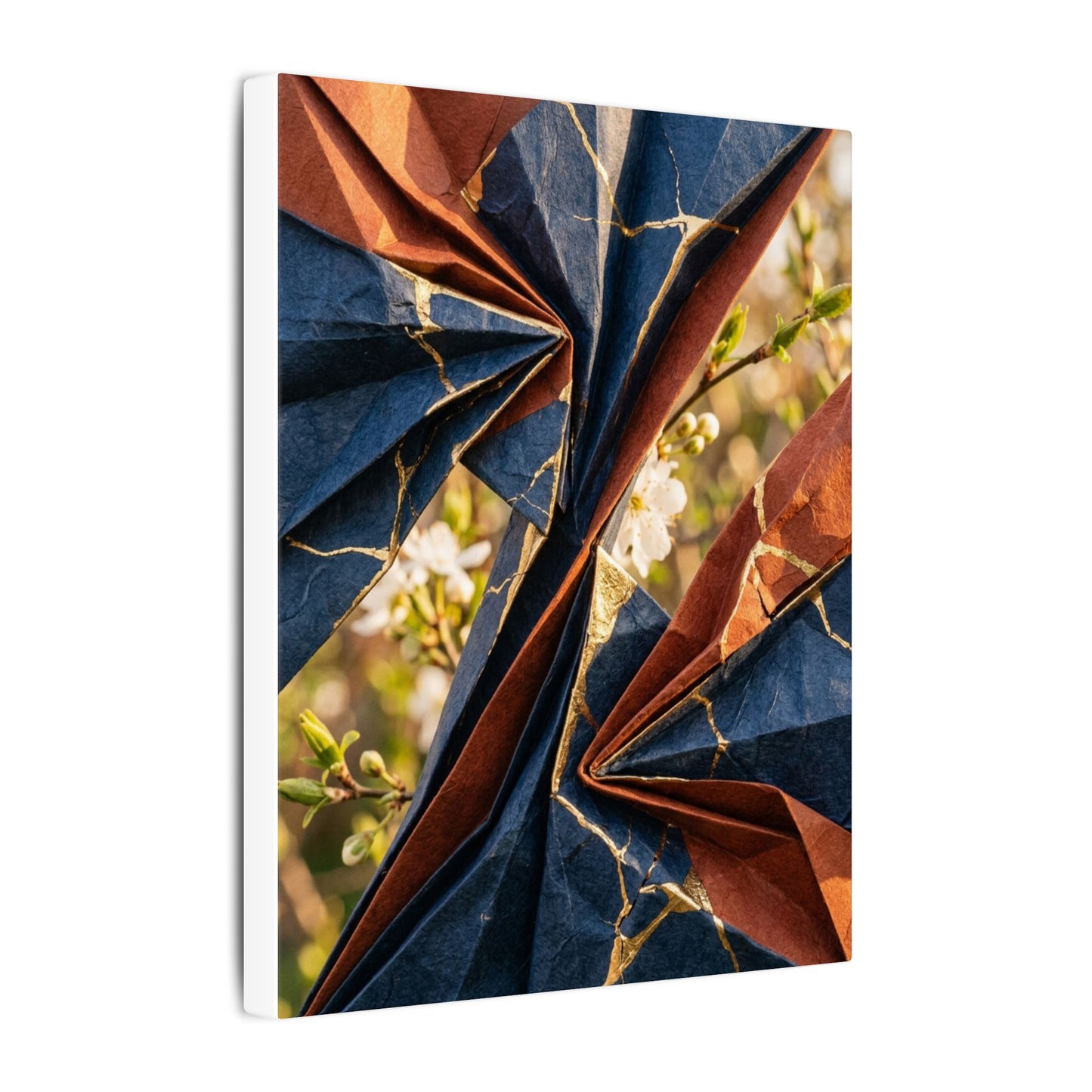 Kintsugi Paper Fold in Golden Hour | Crackle Gold Canvas Art