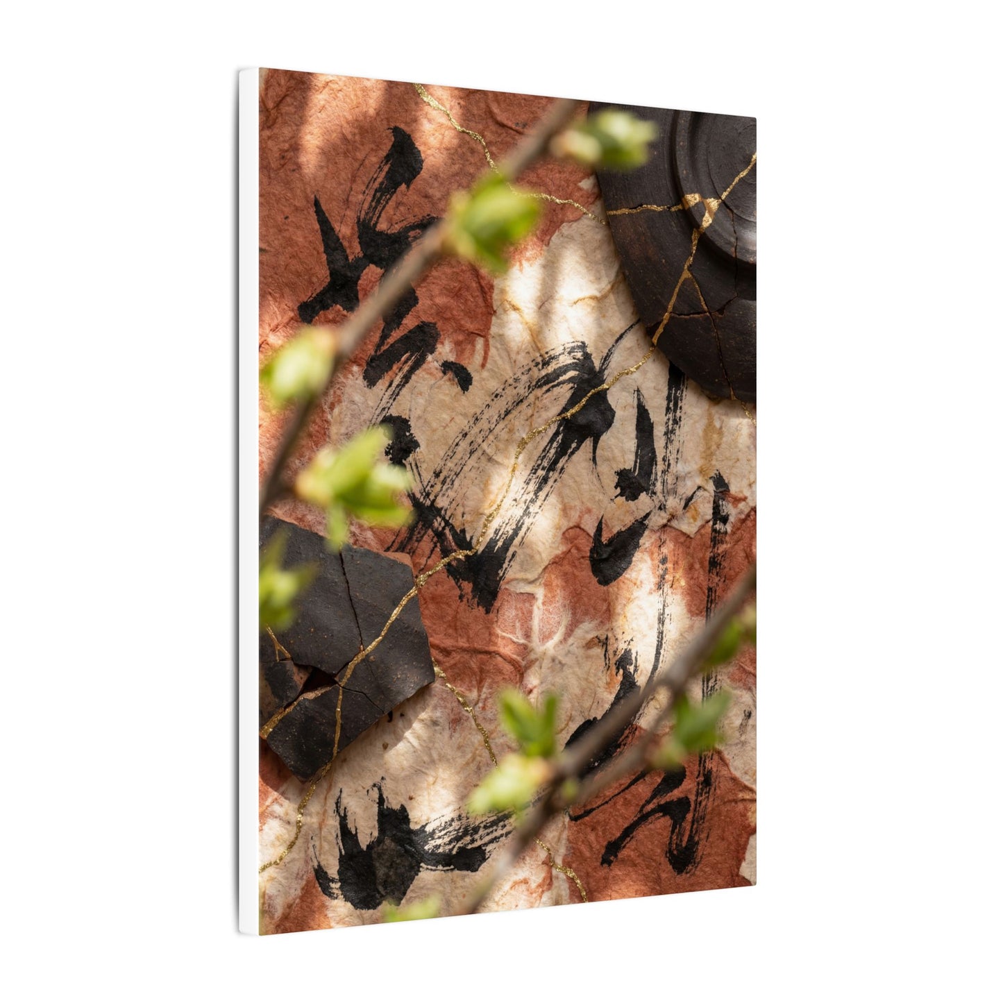 Datsuzoku Ink Brushstroke Canvas Art - Kintsugi Gold Repair