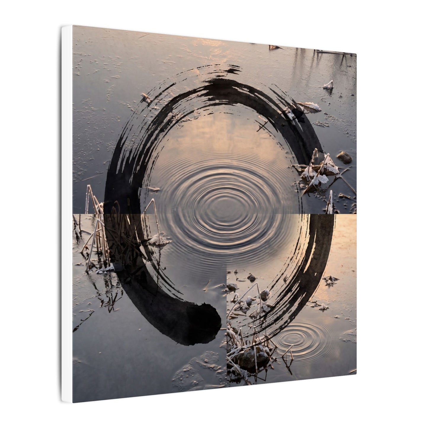 Winter Water Ripple Enso Canvas Art | Tranquil Decor