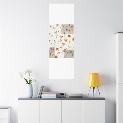 Autumn Dried Flowers Japanese Pattern Canvas Art | Elegant Decor