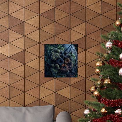 Moonlight Wild Mushrooms Wall Art Print - Dark Japandi Shibui