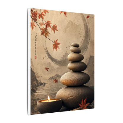 Japandi River Stones in Candlelight | Japanese Pattern Canvas Art