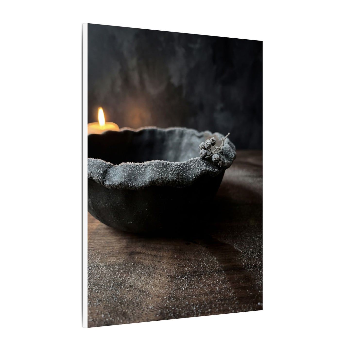 Ceramic Bowl Canvas Art | Winter Dark Japandi Shadow Zen Art