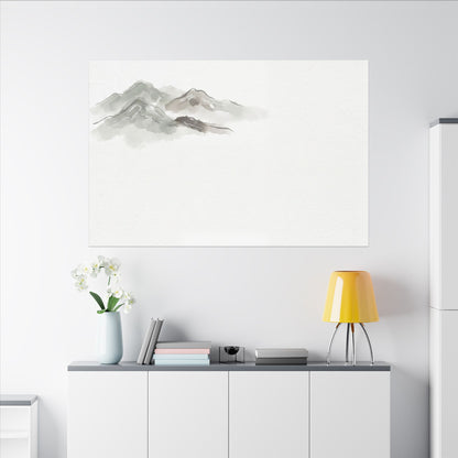 Winter Mountain Mist Minimal Line Canvas Art | Elegant Decor