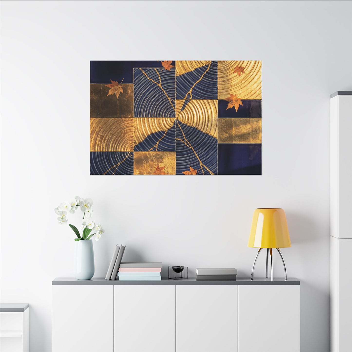 Autumn Water Ripple Crackle Gold Canvas Art | Artful Decor