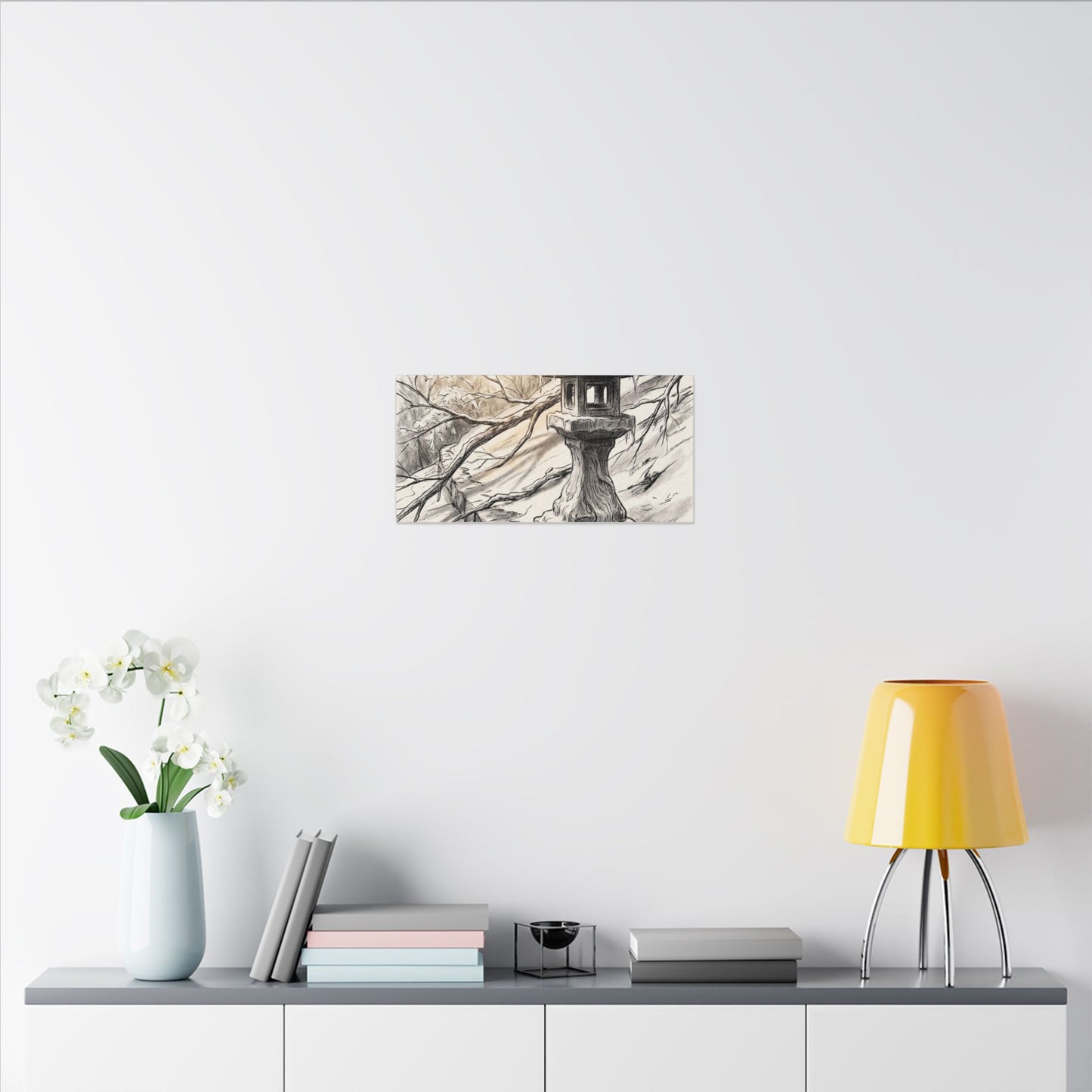 Golden Hour Stone Lantern Canvas Art - Japandi Kanso