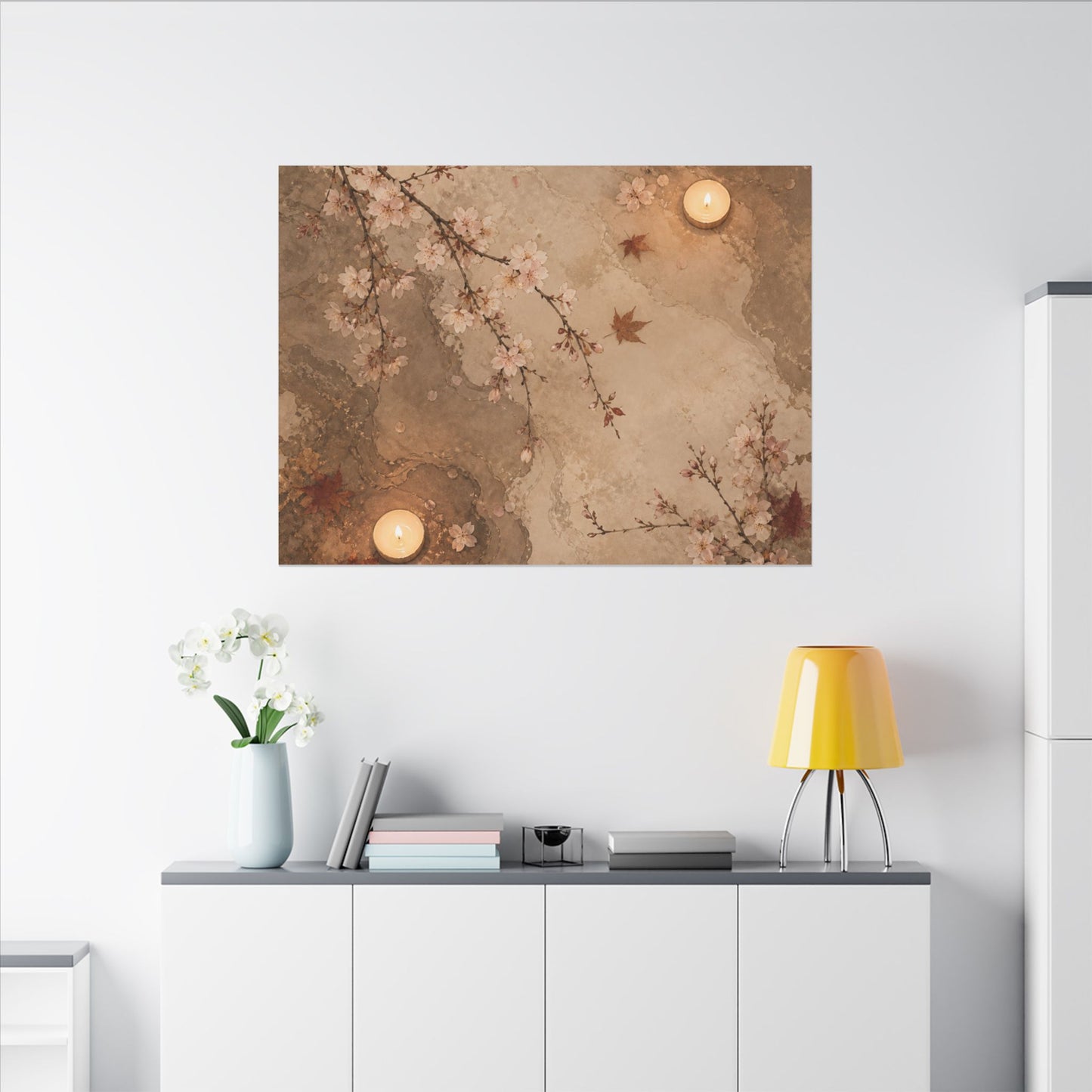 Cherry Blossom Canvas Art | Autumn Japandi Japanese Pattern Art